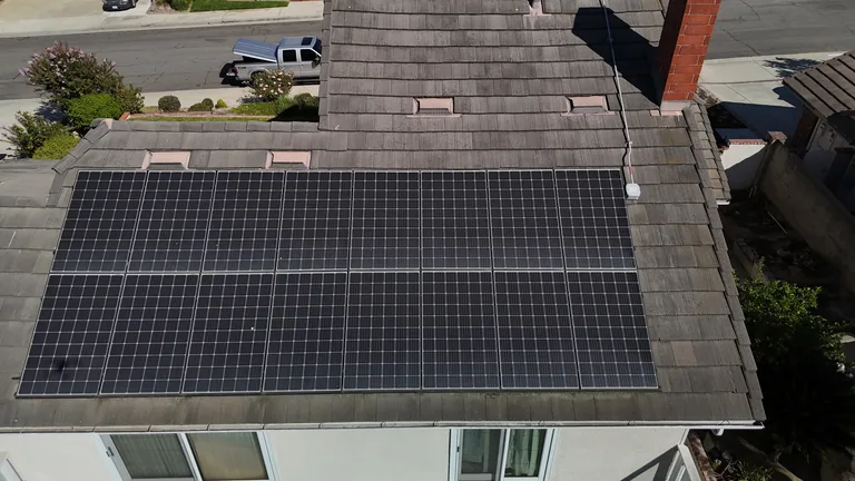 Solar panels on a tile roof